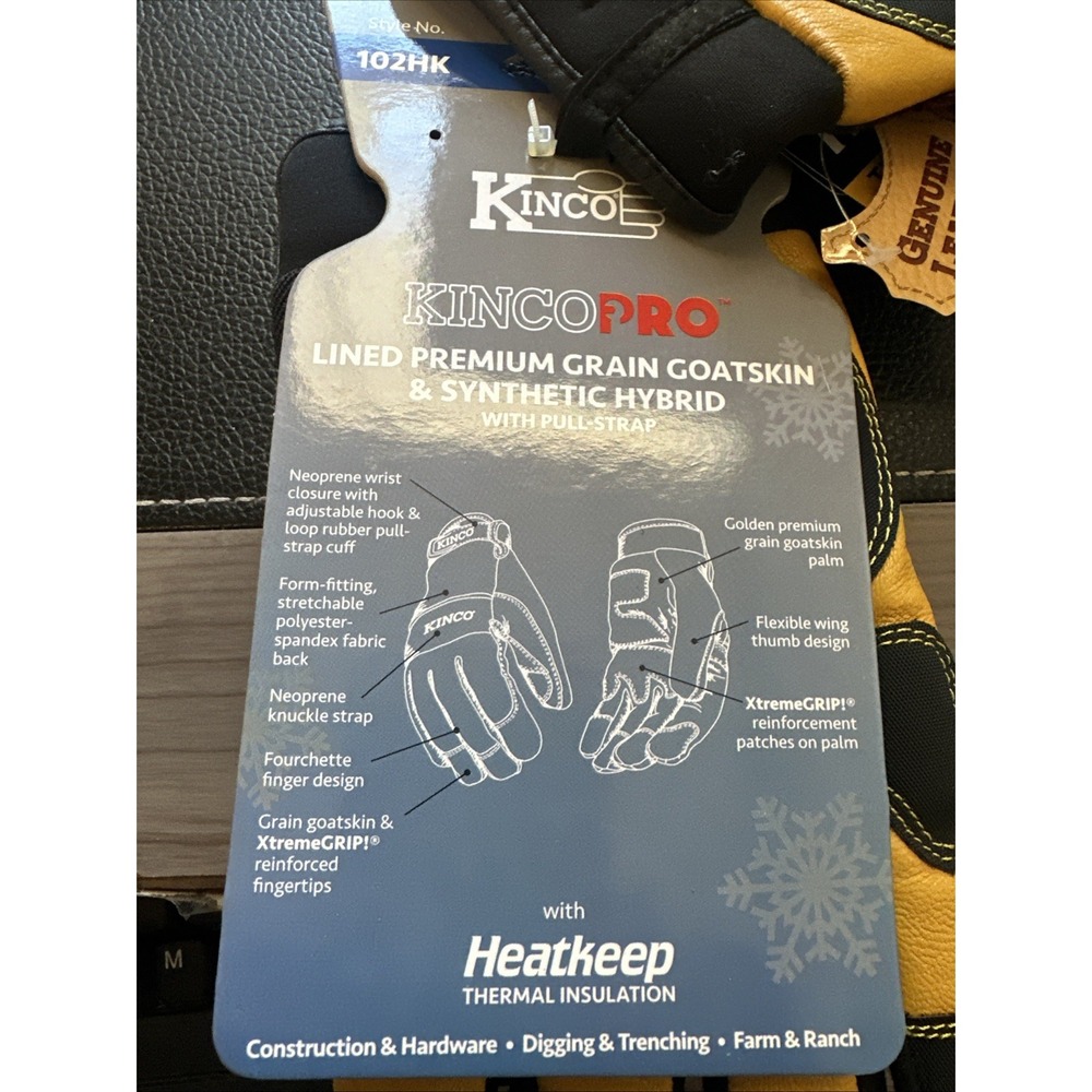 Kinco 102HK-M Men's Lined Grain Goatskin Gloves, Medium, Yellow/Black - Picture 4 of 6